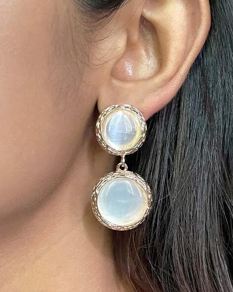 Moon Shadow Earrings - white rainbow moonstone gemstone drop earrings –  Foamy Wader