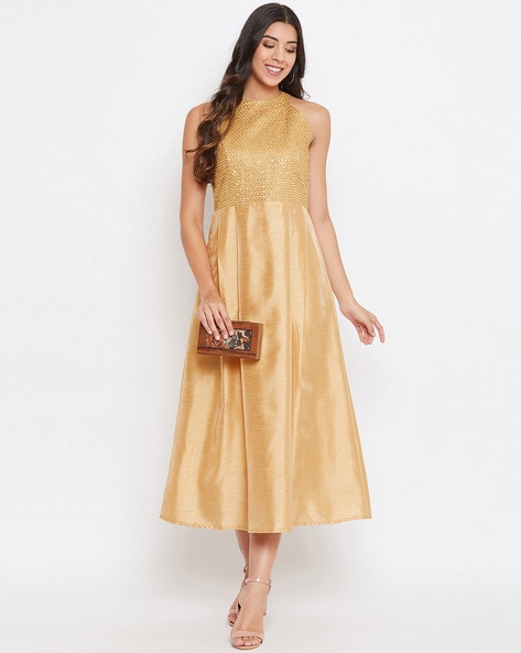 Gold high hotsell neck dress