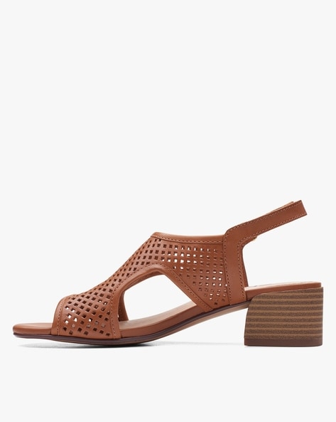 Clarks laser cut on sale leather wedge sandal