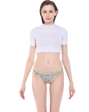 Striped Panties with Elastic Detail