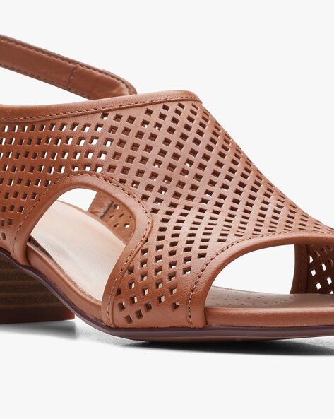 Clarks laser cut leather deals wedge sandal