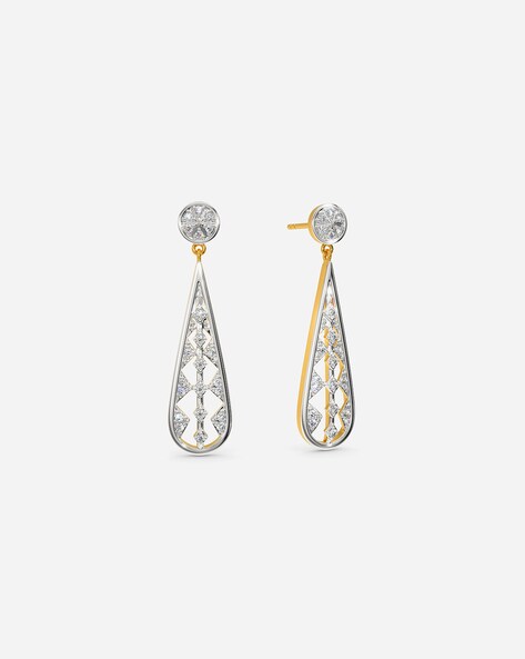 Buy 18k Yellow Gold and American Diamond Drop Earrings for Women VE-792  Online from Vaibhav Jewellers