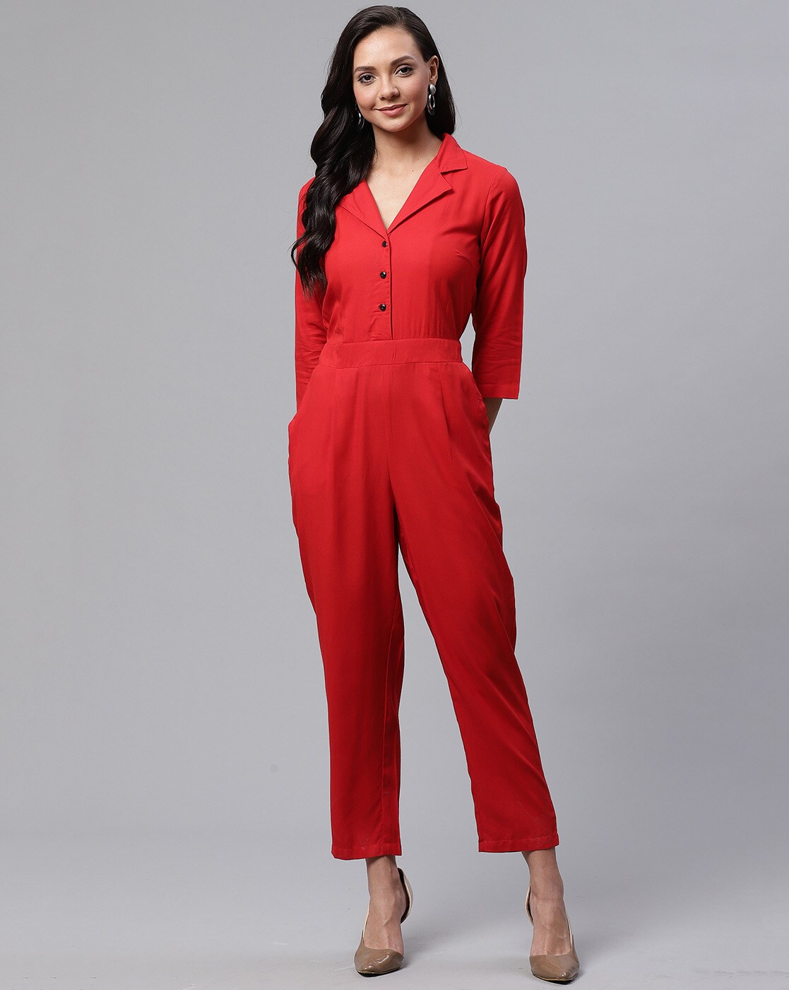 red color jumpsuit