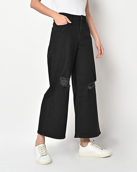 Bershka high waisted flared jeans in black