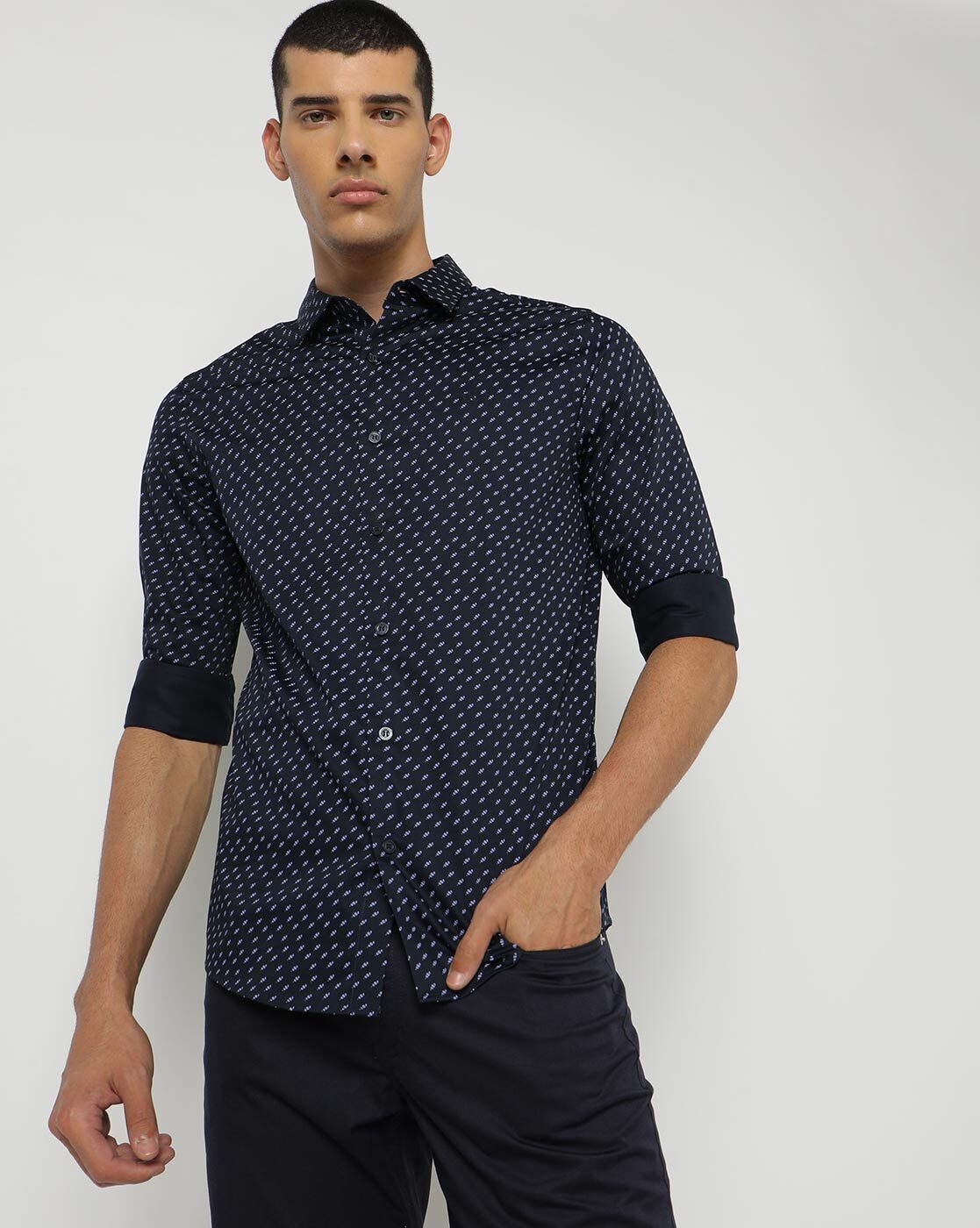 Calvin klein best sale navy blue shirt