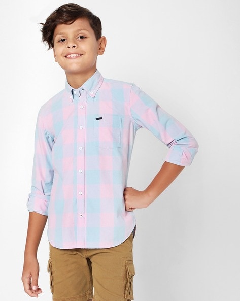 boys pink plaid shirt