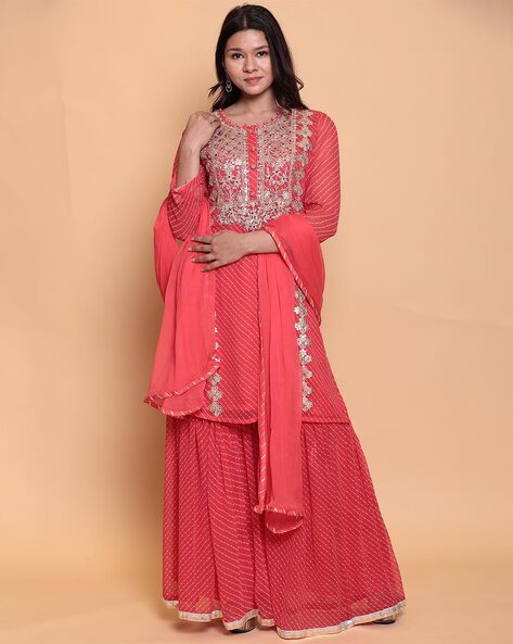 Peach Embellished Kurta With Cigarette Pants at Rs 799/piece, Surat