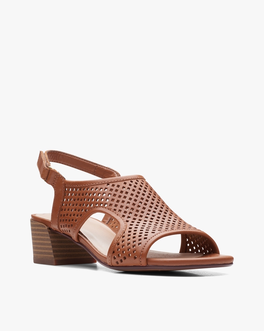 Clarks laser cut shop leather wedge sandal