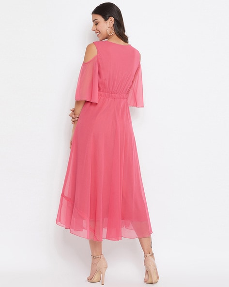 Buy Women Pink Textured Knee Length Party Dress Online - 891370 | Van Heusen