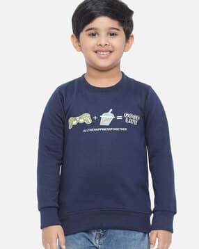 kotty Graphic Print Sweatshirt with Ribbed Sleeves-picture-32