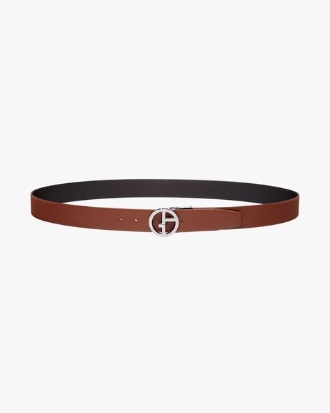 Buy GIORGIO ARMANI Reversible Belt with Smooth & Pebbled Leather | Tan  Brown & Black Color Men | AJIO LUXE