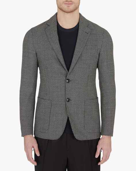 Buy GIORGIO ARMANI Checked Single Breasted Blazer Grey Color Men