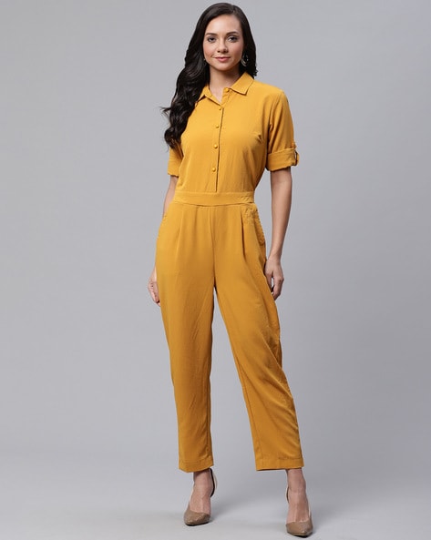 Womens clearance mustard jumpsuit