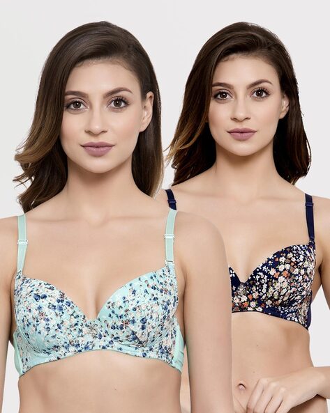 Pack of 2 Floral Print Lightly-Padded Bra