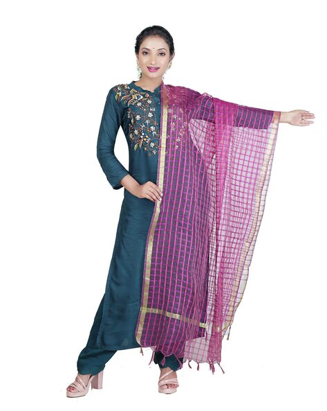 Checked Dupatta with Tassels Price in India