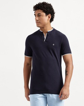 Polo T-shirt with Henley Collar