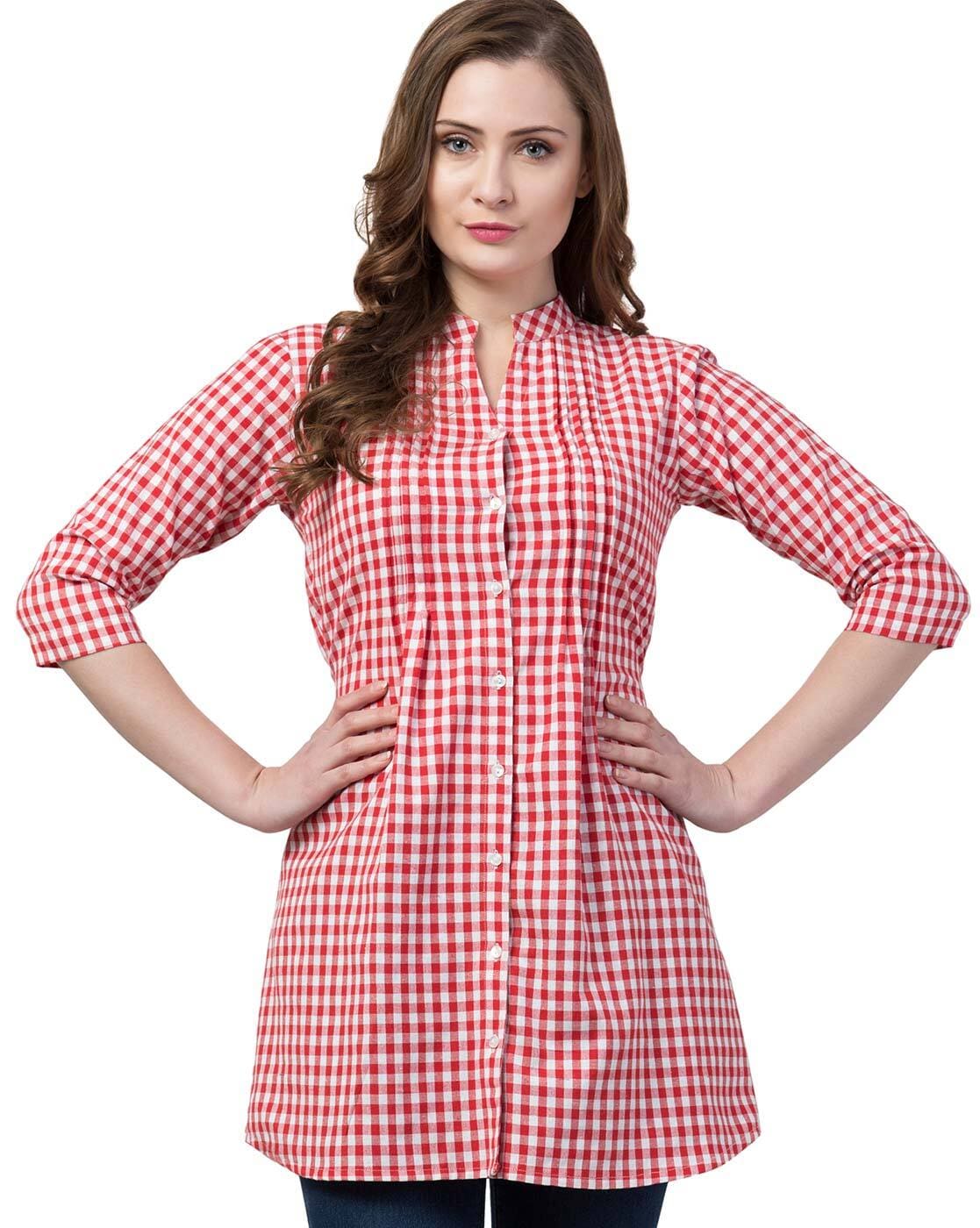 Ladies Cotton Check 3/4th Sleeve Top, Size: XXL at Rs 615 in New Delhi