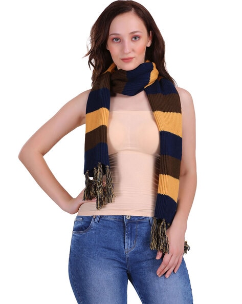 Striped Open Muffler with Tassels Price in India