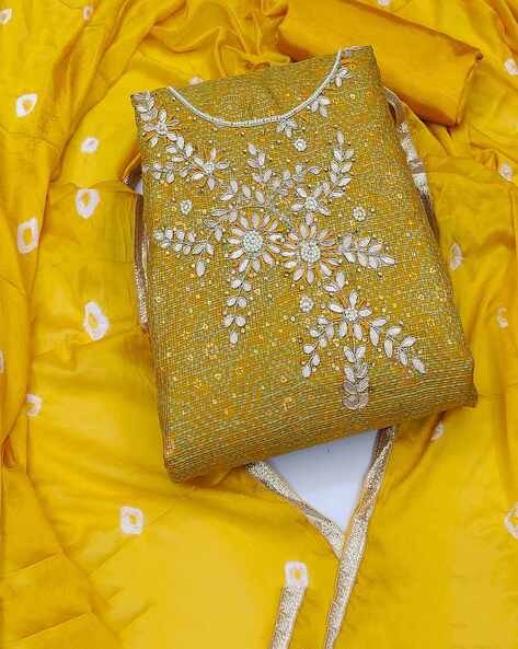 Embellished Unstitched Dress Material Price in India