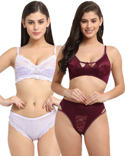 Buy Clovia Pink And Maroon Cotton Bra Set Of 2 Online at Low Prices in  India 