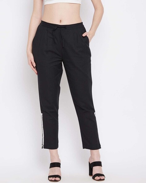Buy BLACK RELAXED-MUCH DRAWSTRING JOGGERS for Women Online in India