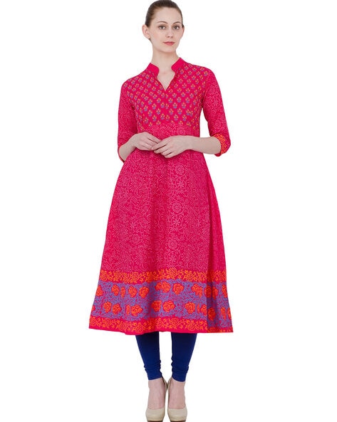 Zoeyams Block Print V-Neck Kurta