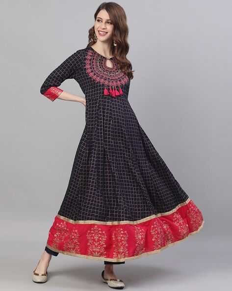 Checked hotsell anarkali kurtis