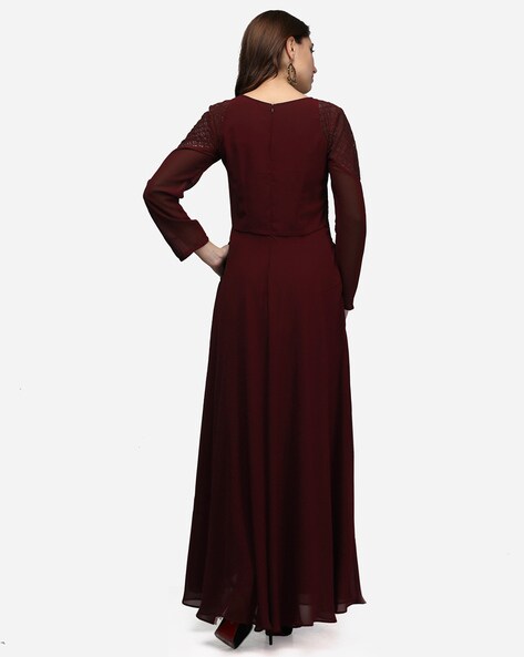 Buy Vaani Creation Women Green Self Design Net A-line Gown Dress - XL  Online at Best Prices in India - JioMart.