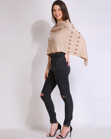 Cropped poncho cheap sweater