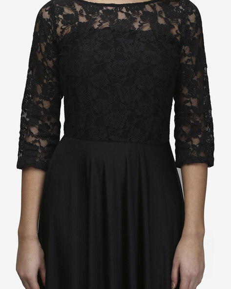 black dress with lace neckline