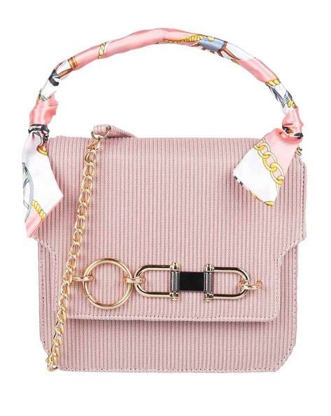 Textured Sling Bag with Metal Accent