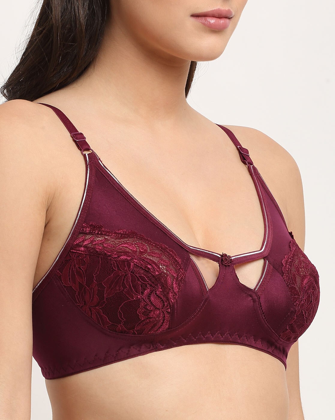 Buy online Maroon Mesh Panel Bra & Panty Set from lingerie for Women by  Fbar for ₹529 at 56% off