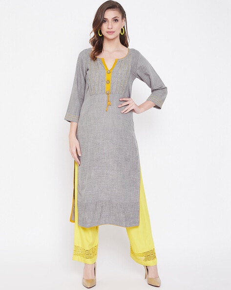 Buy WINERED Heathered Straight Kurta | AJIO