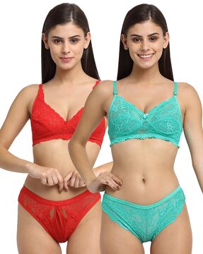 Buy online Set Of 2 Laced Bra & Panty Set from lingerie for Women by  Friskers for ₹819 at 63% off