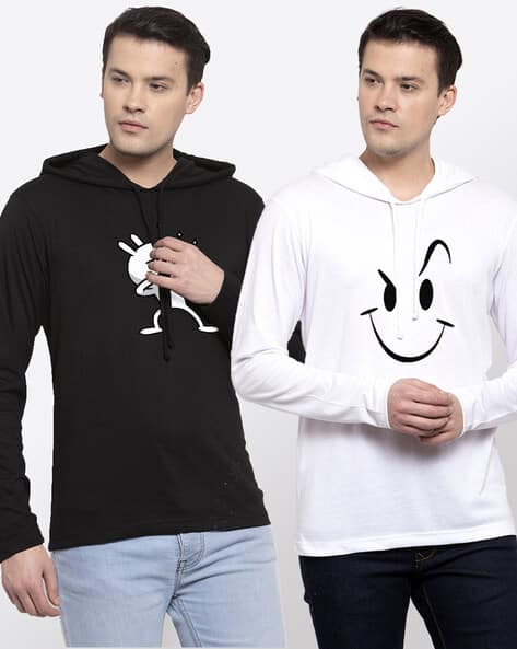 Buy Black White Sweatshirt Hoodies for Men by FRISKERS Online