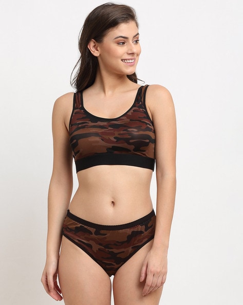 Buy Army Brown Lingerie Sets for Women by FRISKERS Online