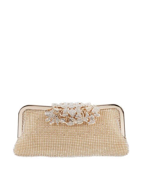Embellished Clutch with Kiss-Lock Closure