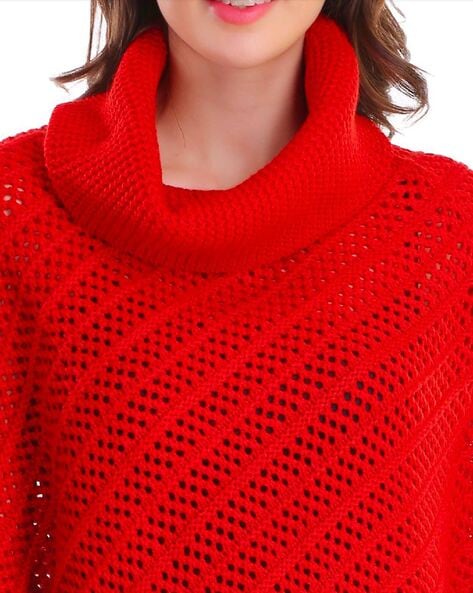 Red poncho deals sweater women's