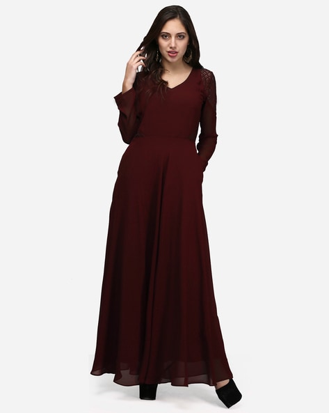 Elegant Off the Shoulder Brown Long Prom Dress with High Slit, Off Sho –  abcprom