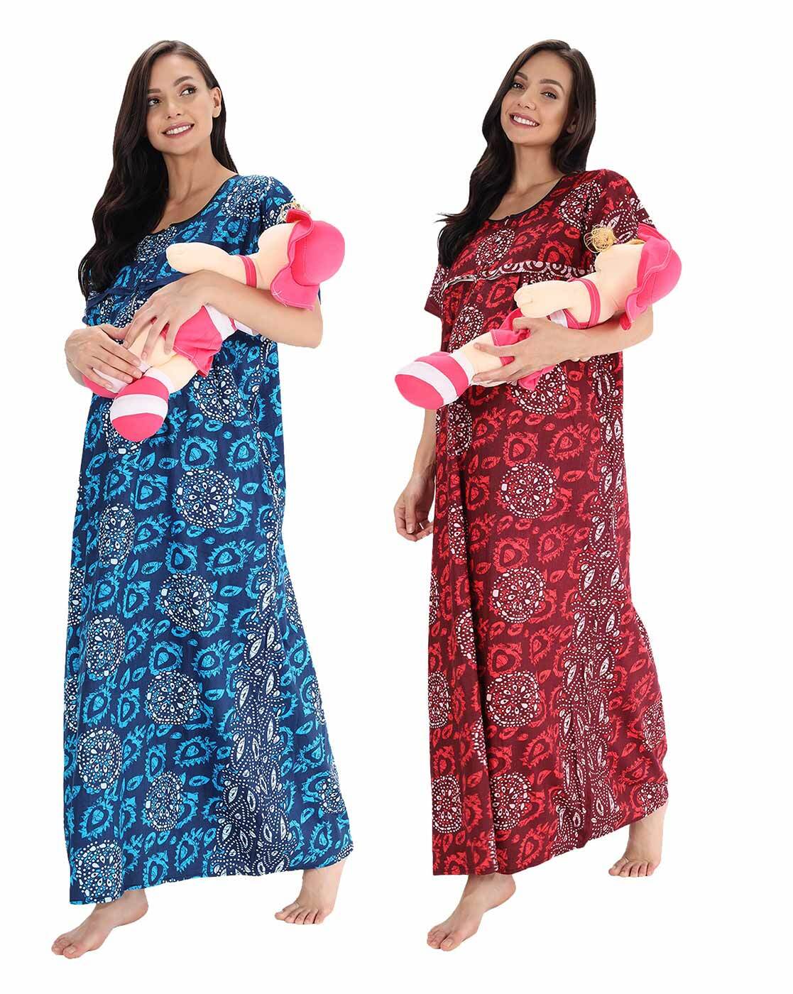 Buy Blue & Red Nightshirts&Nighties for Women by SHARARAT Online