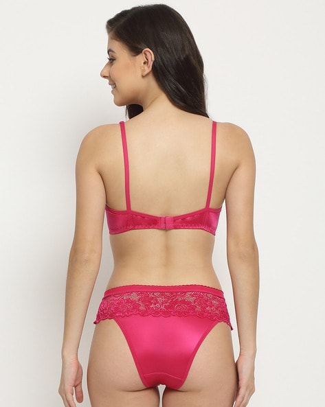 Buy online Pink Lycra Bra And Panty Set from lingerie for Women by  Pinchstyle for ₹369 at 63% off