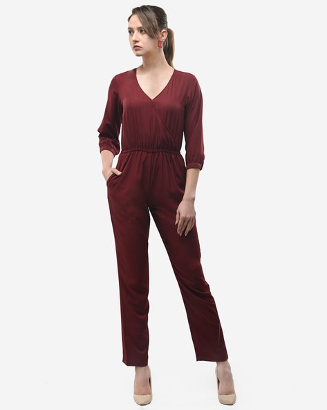 Maroon 2024 colour jumpsuit