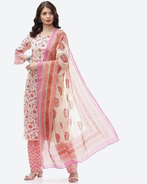 Floral Printed Unstitched Dress Material Price in India