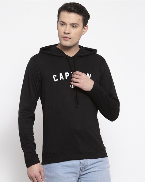 Shirt with hoodie discount cap