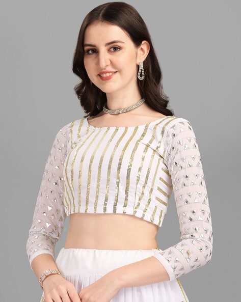 Rich Lehengas with High Neck Blouses - Saree Blouse Patterns