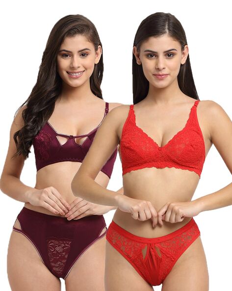Lace Bra set (Red, Cup size: b) in Delhi at best price by India