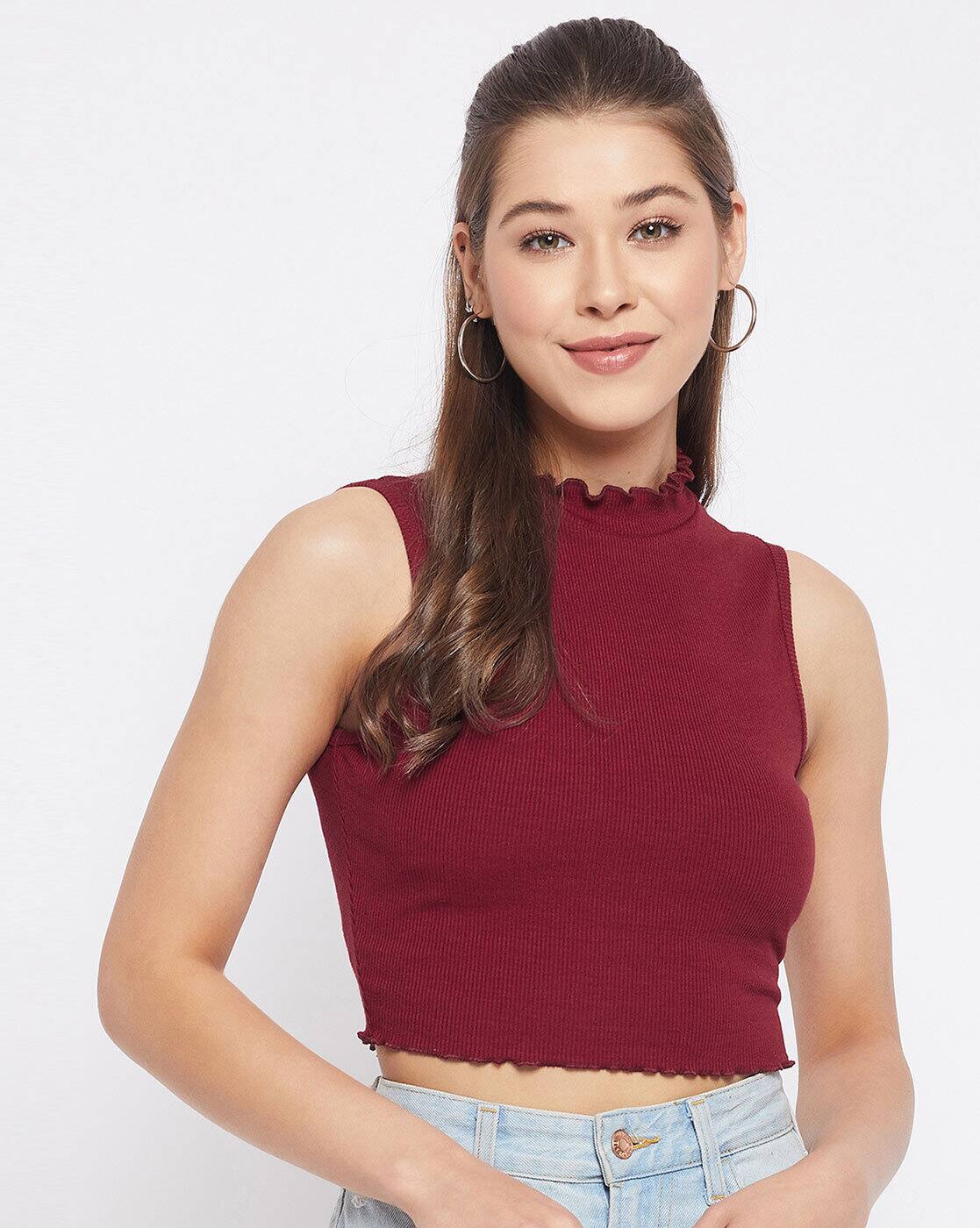 Buy Maroon Tops for Women by LE BOURGEOIS Online | Ajio.com