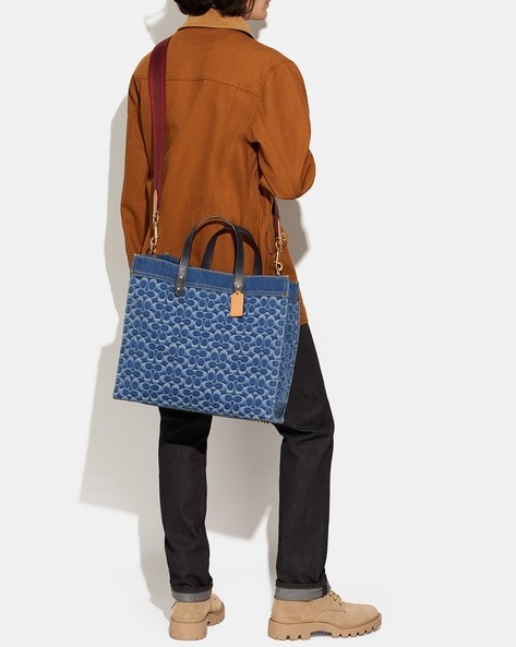 Coach field tote denim hot sale