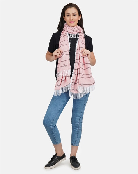 Striped Scarves Scarf with Tassels Price in India