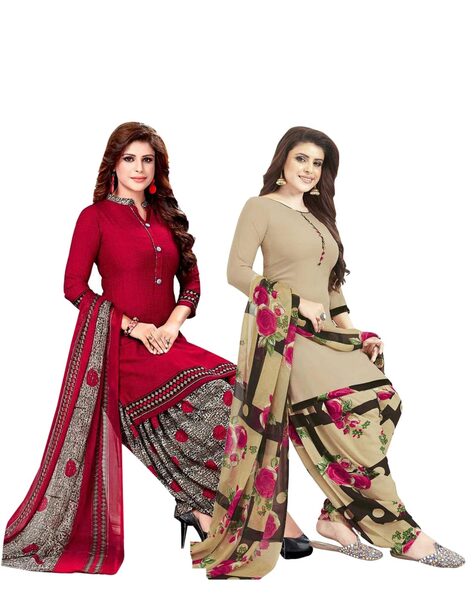 Pack of 2 Unstitched 3-Piece Dress Materials Price in India